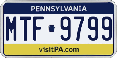 PA license plate MTF9799