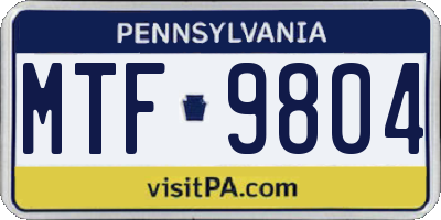 PA license plate MTF9804