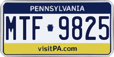PA license plate MTF9825