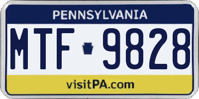 PA license plate MTF9828