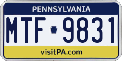 PA license plate MTF9831