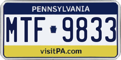 PA license plate MTF9833