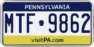 PA license plate MTF9862