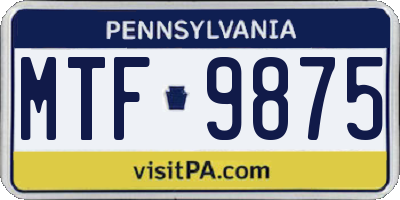 PA license plate MTF9875