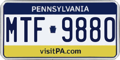 PA license plate MTF9880
