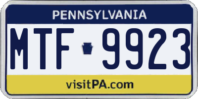 PA license plate MTF9923