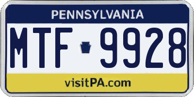 PA license plate MTF9928