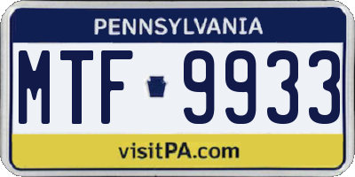 PA license plate MTF9933