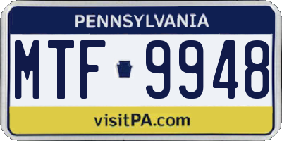PA license plate MTF9948