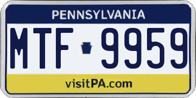 PA license plate MTF9959