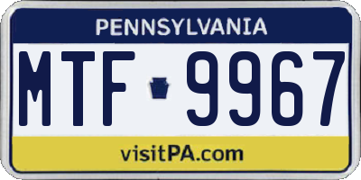 PA license plate MTF9967