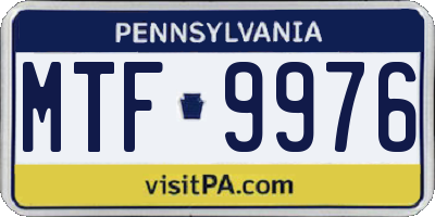 PA license plate MTF9976