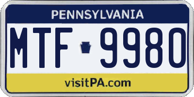 PA license plate MTF9980