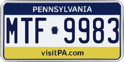 PA license plate MTF9983