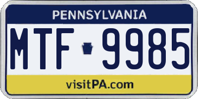 PA license plate MTF9985