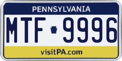 PA license plate MTF9996