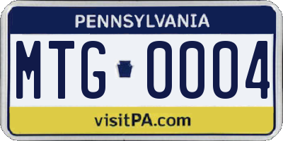 PA license plate MTG0004