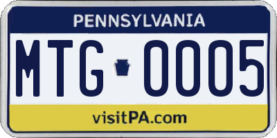 PA license plate MTG0005