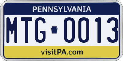 PA license plate MTG0013