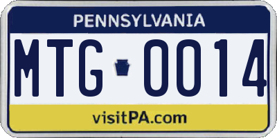 PA license plate MTG0014