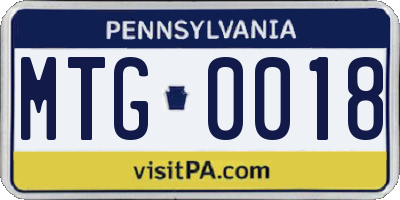 PA license plate MTG0018