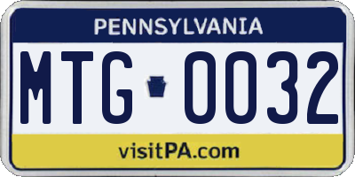 PA license plate MTG0032