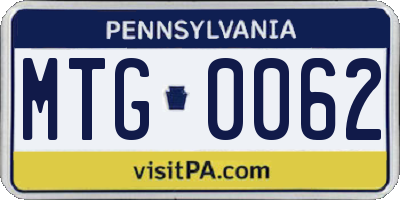 PA license plate MTG0062