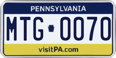 PA license plate MTG0070