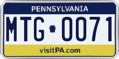 PA license plate MTG0071