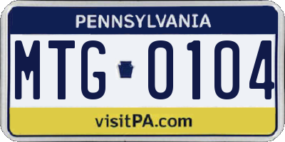 PA license plate MTG0104