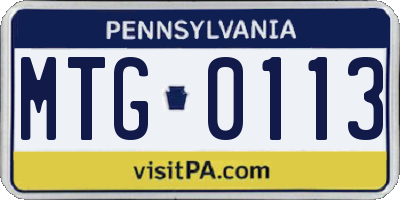 PA license plate MTG0113