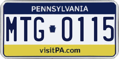 PA license plate MTG0115