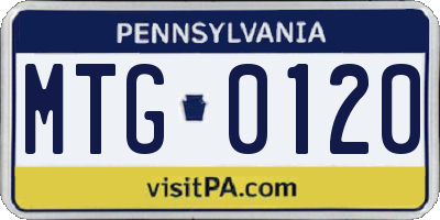 PA license plate MTG0120