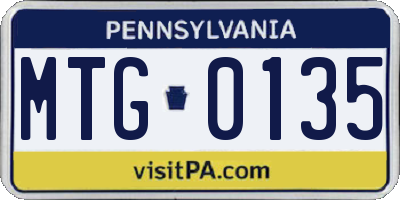 PA license plate MTG0135
