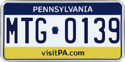 PA license plate MTG0139