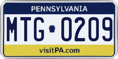 PA license plate MTG0209