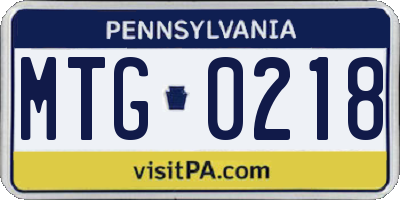 PA license plate MTG0218