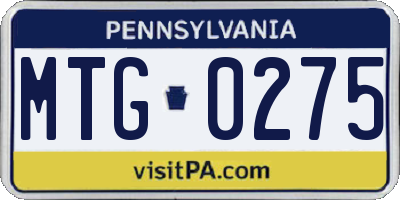 PA license plate MTG0275