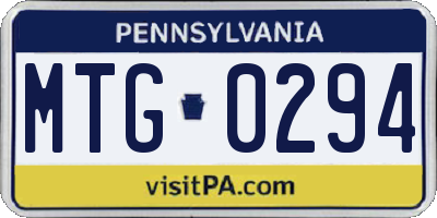 PA license plate MTG0294