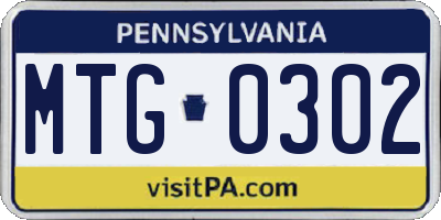 PA license plate MTG0302