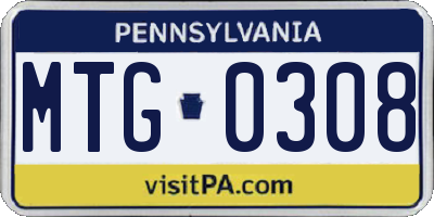 PA license plate MTG0308