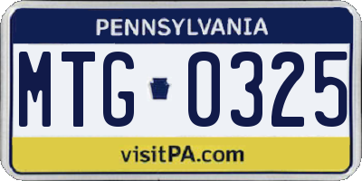 PA license plate MTG0325