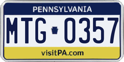 PA license plate MTG0357