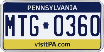 PA license plate MTG0360