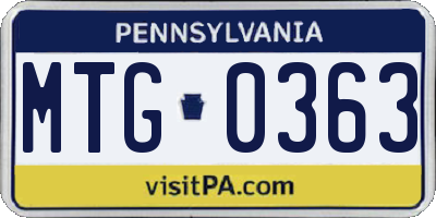 PA license plate MTG0363