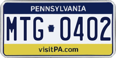PA license plate MTG0402