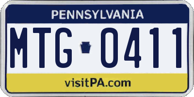 PA license plate MTG0411