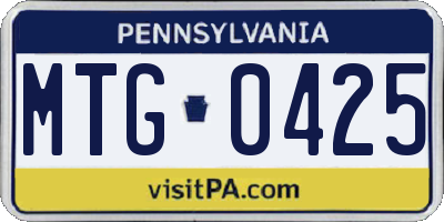 PA license plate MTG0425