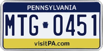 PA license plate MTG0451
