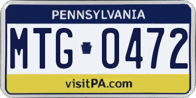 PA license plate MTG0472